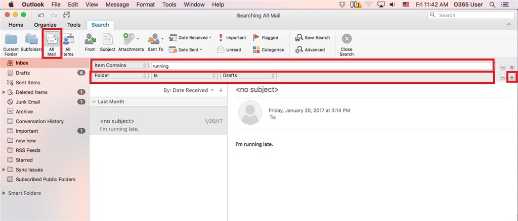 Outlook for mac raw query